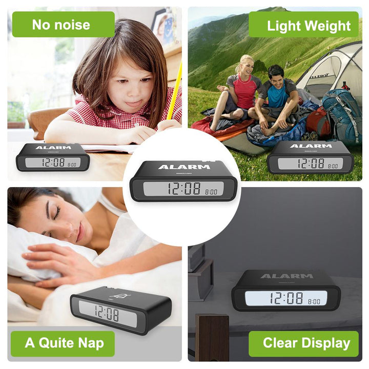 Black Baldr  Flip Alarm Clock with Snooze  product features Digital Travel Clock 6