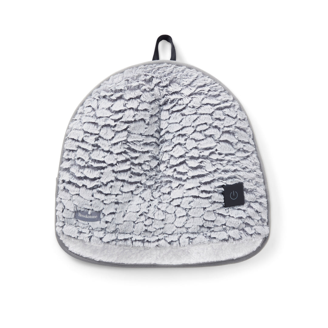 Gray textured foot warmer on a white background