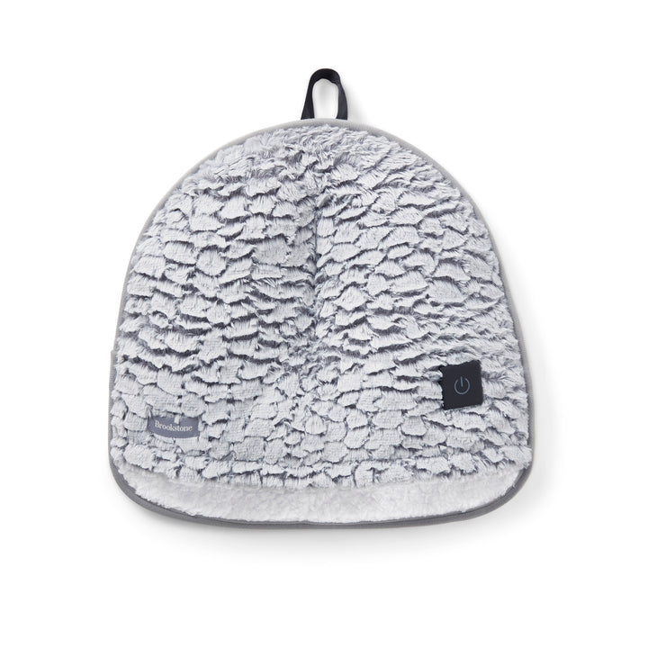 Gray textured foot warmer on a white background