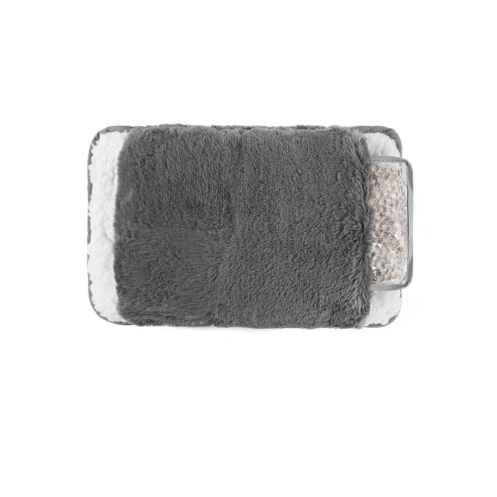 Gray hand warmer with white border on a white background