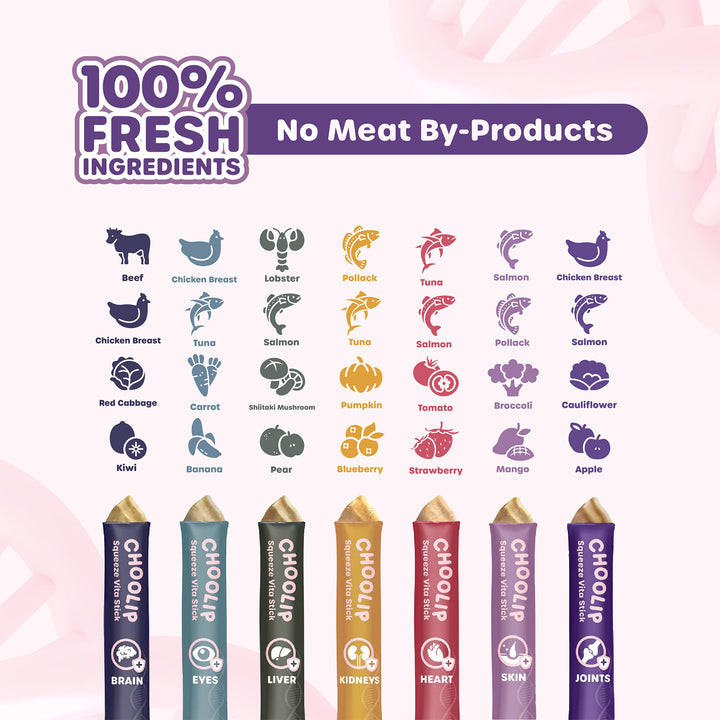 Choolip Squeeze Vita Stick Pouches - Vitamin-Infused Pet Treats