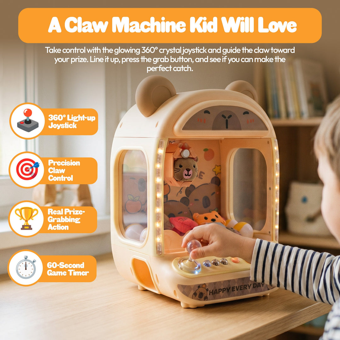 Contixo CM1 Brown Capybara Claw Machine | Mini Arcade Prize Grabber