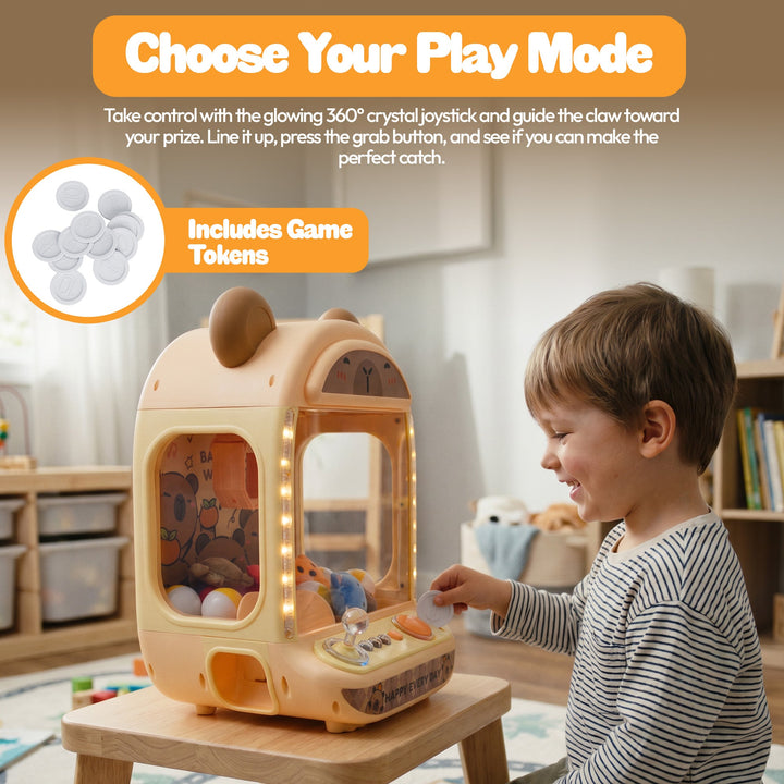 Contixo CM1 Brown Capybara Claw Machine | Mini Arcade Prize Grabber