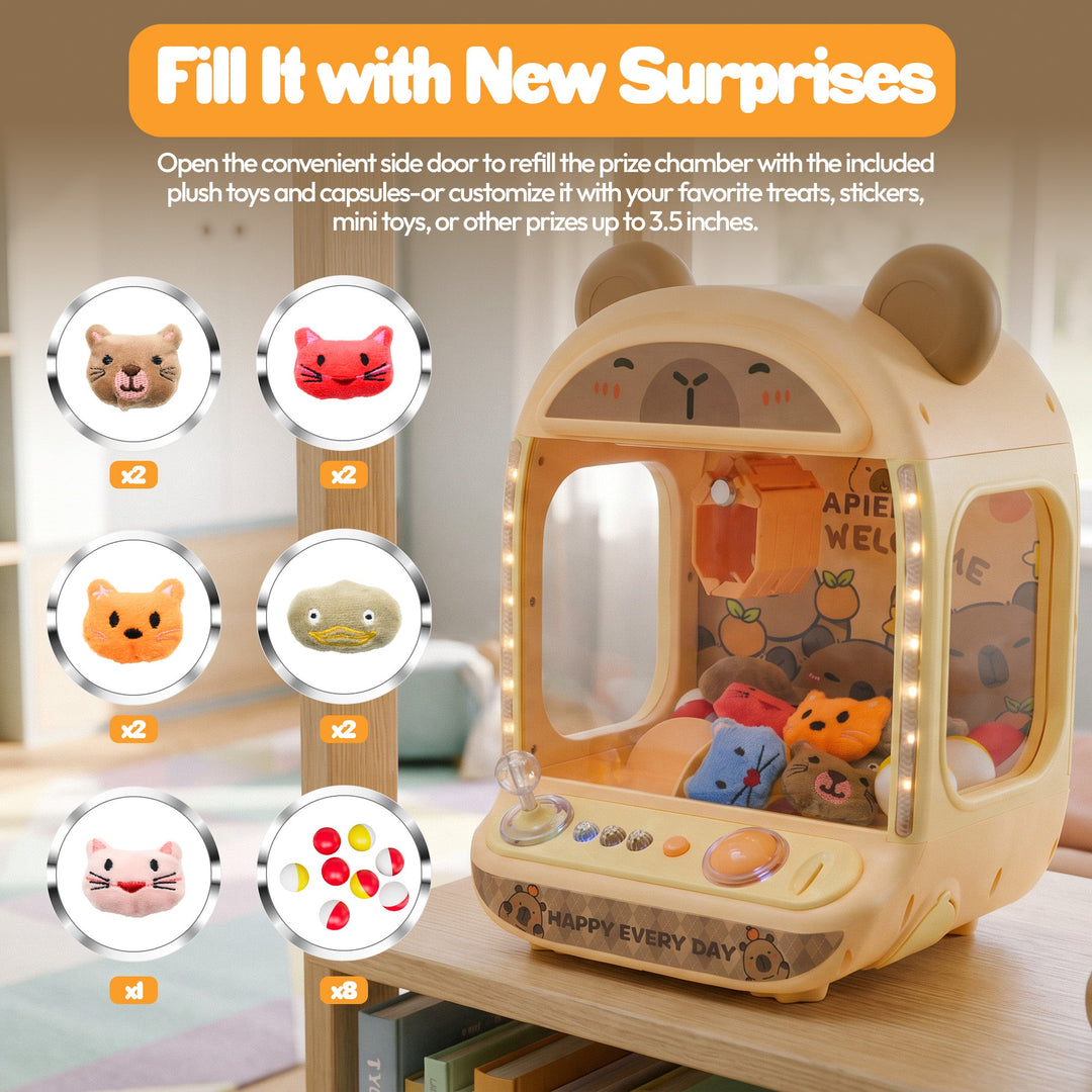 Contixo CM1 Brown Capybara Claw Machine | Mini Arcade Prize Grabber