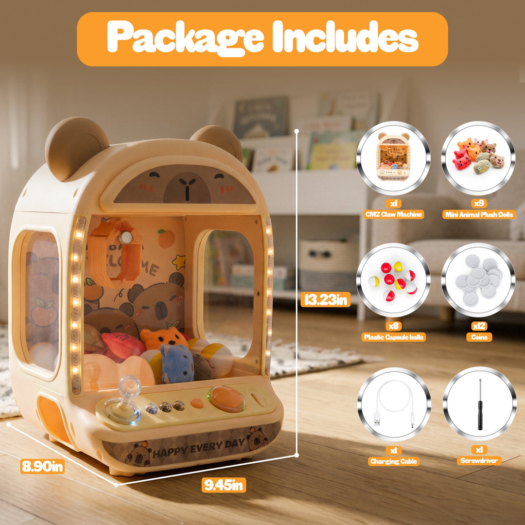 Contixo CM1 Brown Capybara Claw Machine | Mini Arcade Prize Grabber