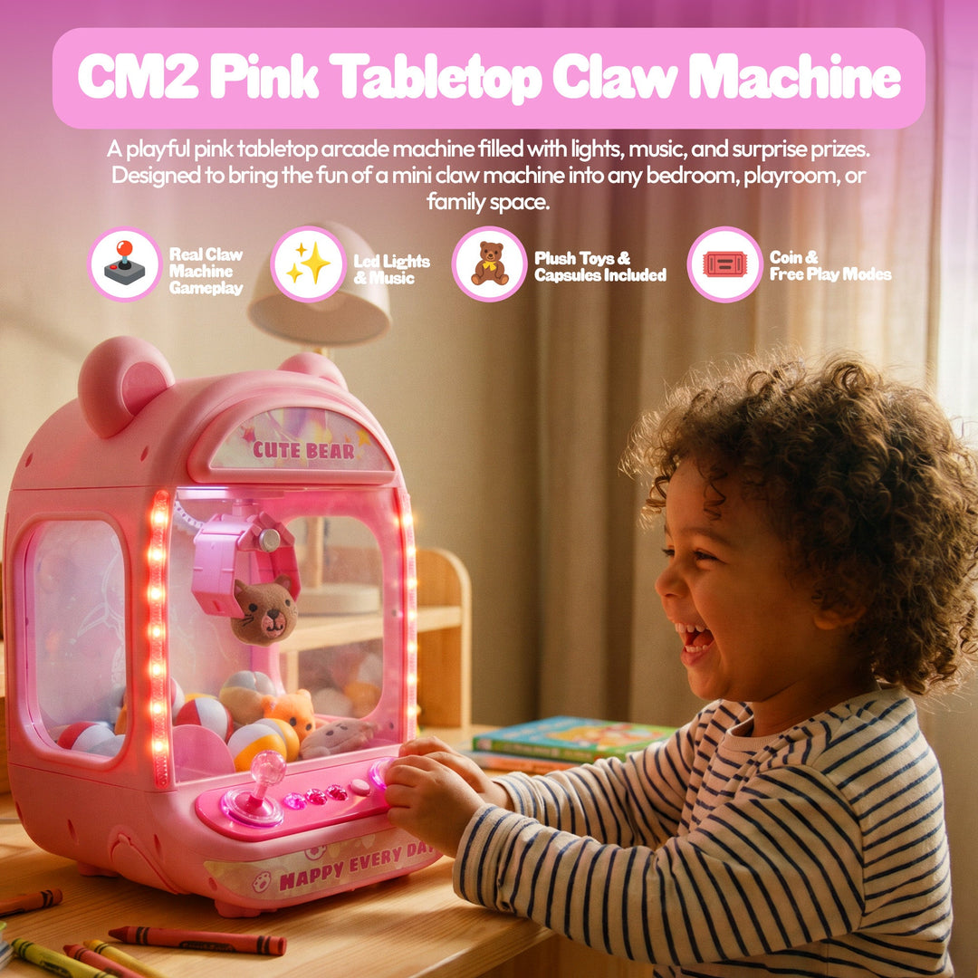 Contixo CM2 Pink Tabletop Claw Machine, Mini Arcade Prize Grabber
