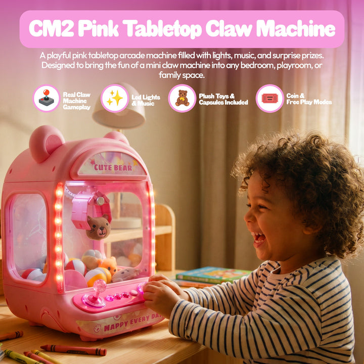 Contixo CM2 Pink Tabletop Claw Machine, Mini Arcade Prize Grabber