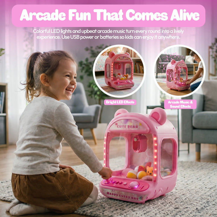Contixo CM2 Pink Tabletop Claw Machine, Mini Arcade Prize Grabber