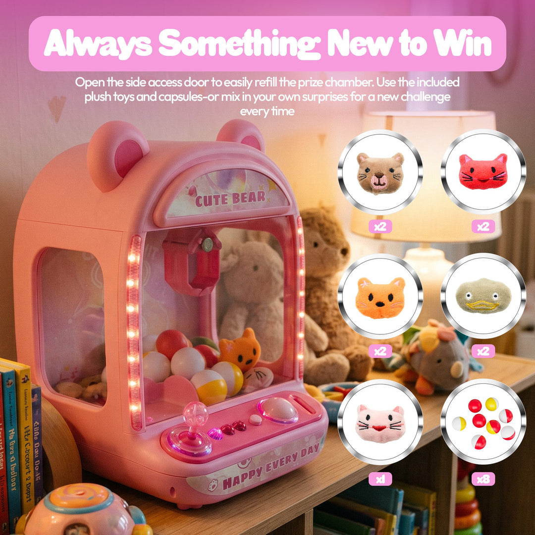 Contixo CM2 Pink Tabletop Claw Machine, Mini Arcade Prize Grabber