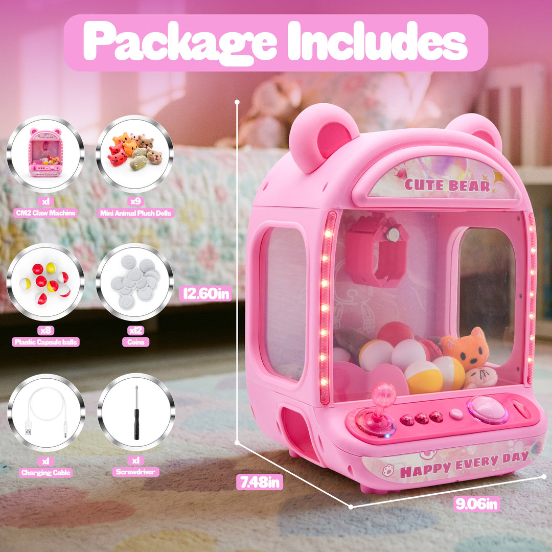Contixo CM2 Pink Tabletop Claw Machine, Mini Arcade Prize Grabber