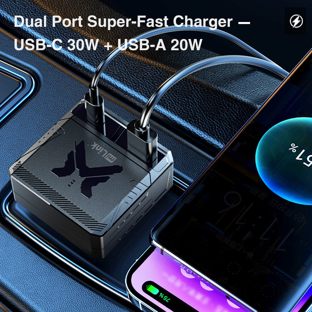 MiLink 50W Super-Fast Car Charger With 2,600mAh Power Bank