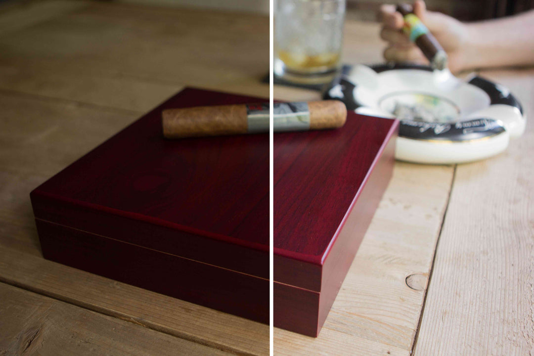 Desktop Analog Cherry Humidor by Case Elegance