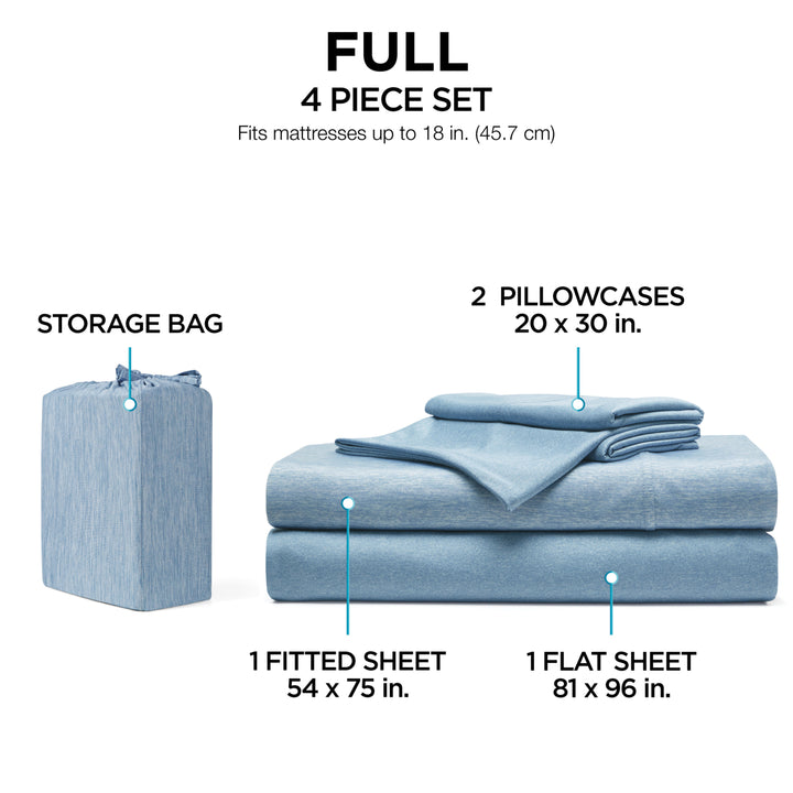 4-piece bedding set with storage bag on a white background