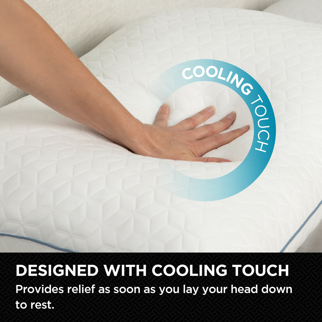 Cooling touch feature shown on Brookstone CoolSense pillow