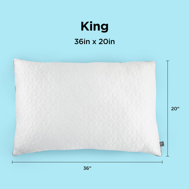 Size diagram for King 36 x 20 inch Brookstone CoolSense Pillow