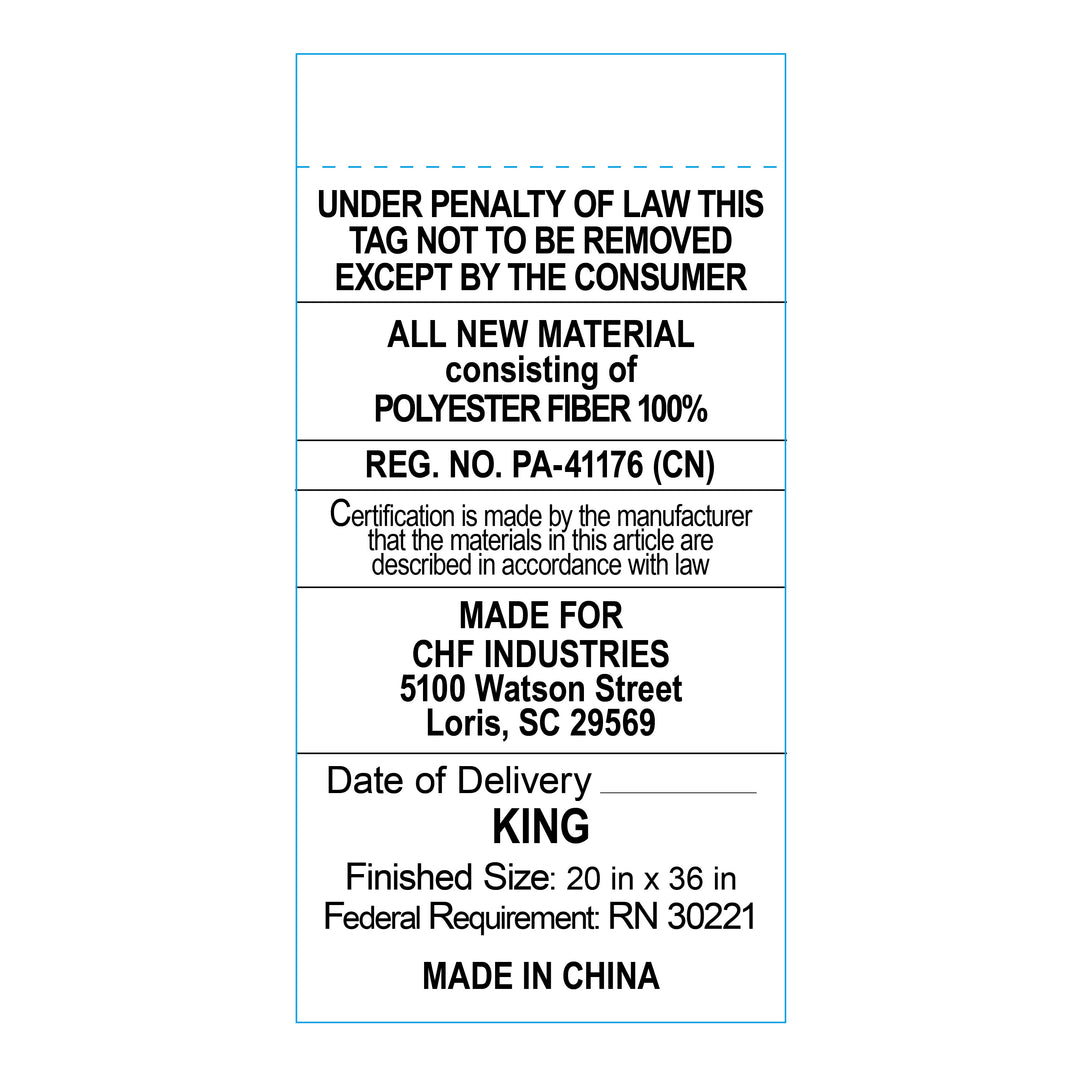 Care label for Brookstone CoolSense Down Alternative Pillow
