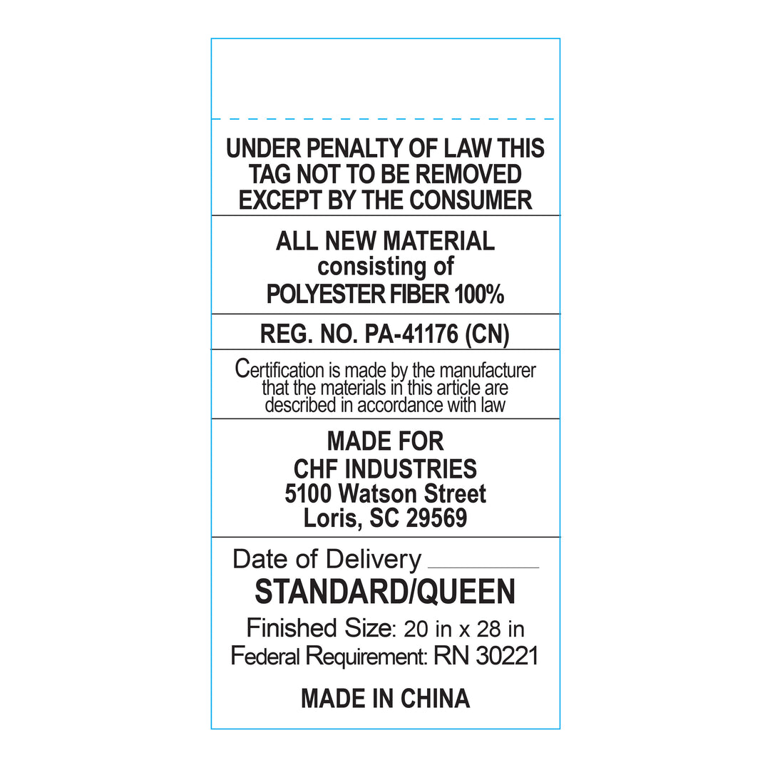 Care label for Brookstone CoolSense Down Alternative Pillow