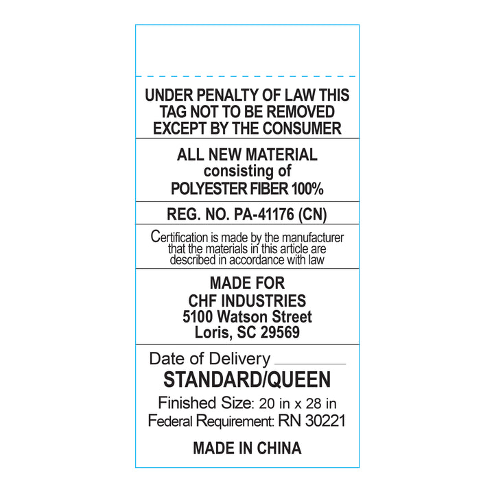 Care label for Brookstone CoolSense Down Alternative Pillow