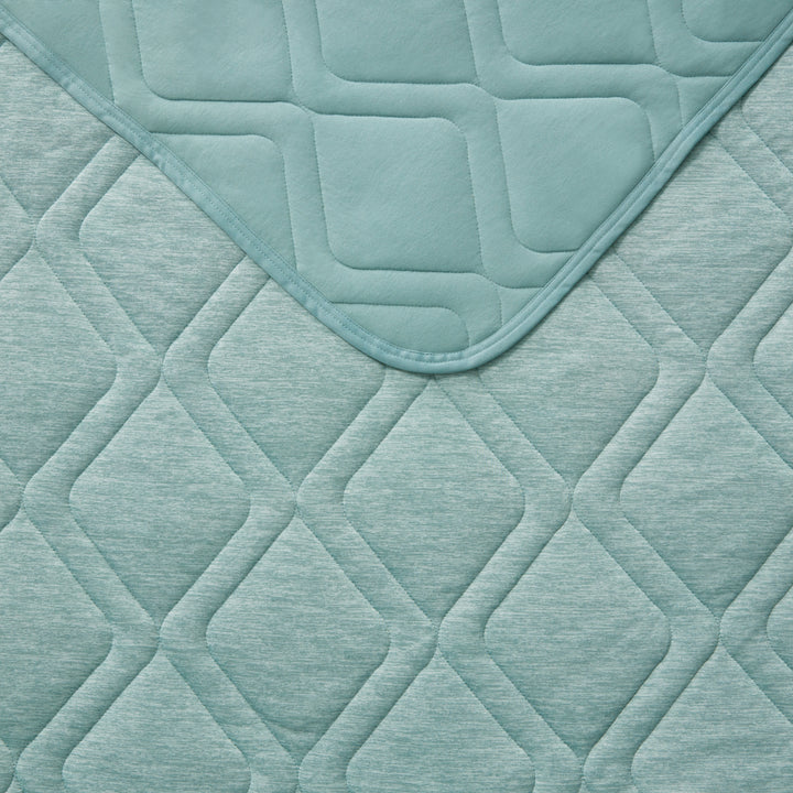 Teal quilted fabric with diamond pattern