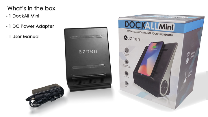 DockAll Mini D101B - 8 Watt Bluetooth Speaker and Docking Station With 10 Watt Fast Wireless Charging