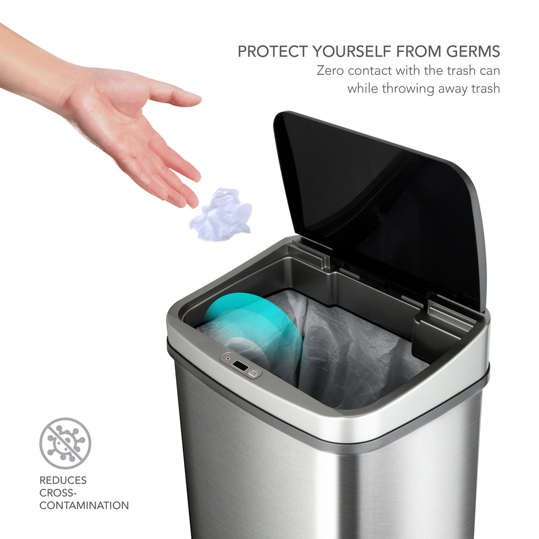 13.2 Gallon | Rectangular Motion Sensor Trash Can | DZT-50-28