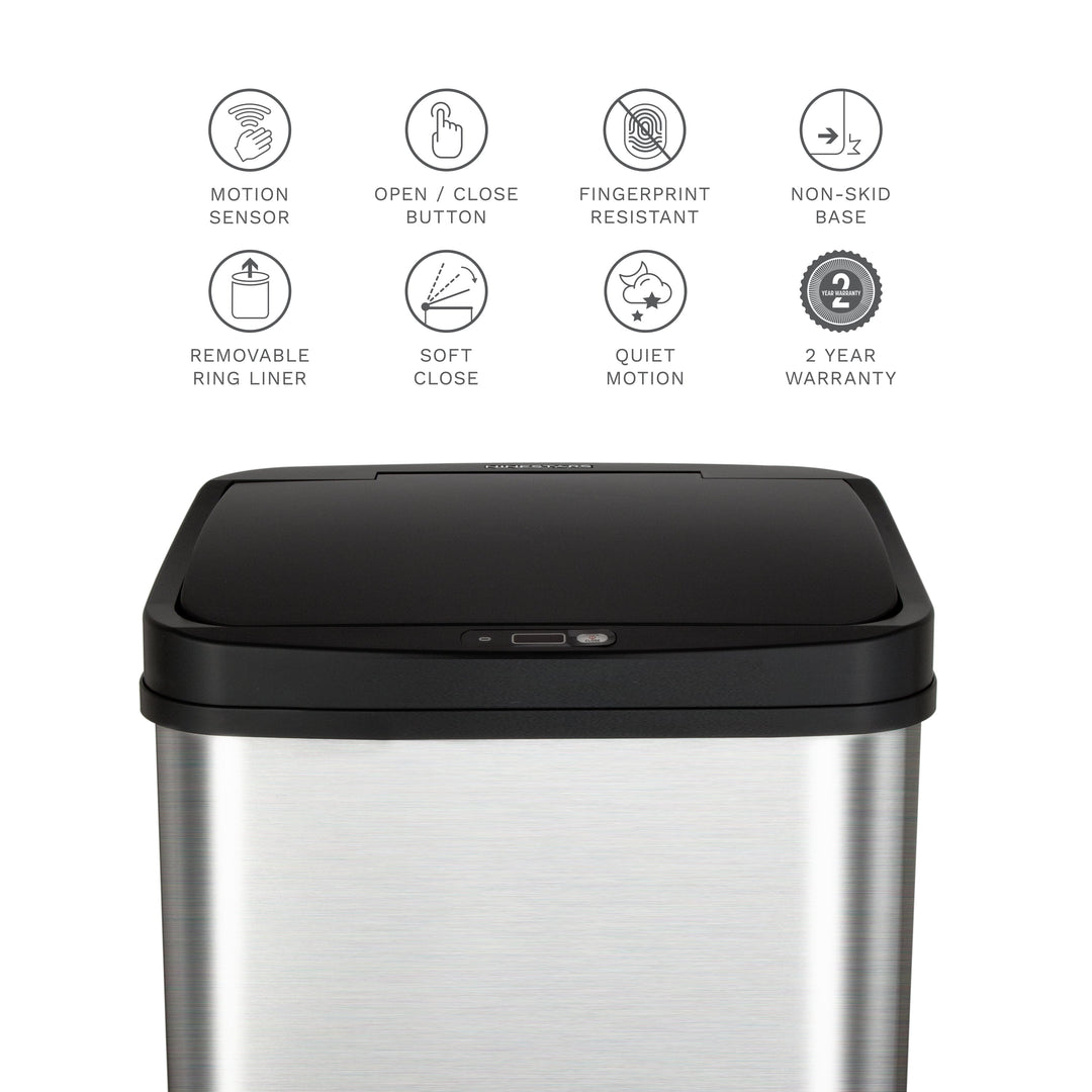 13.2 Gallon | Rectangular Motion Sensor Trash Can | DZT-50-28