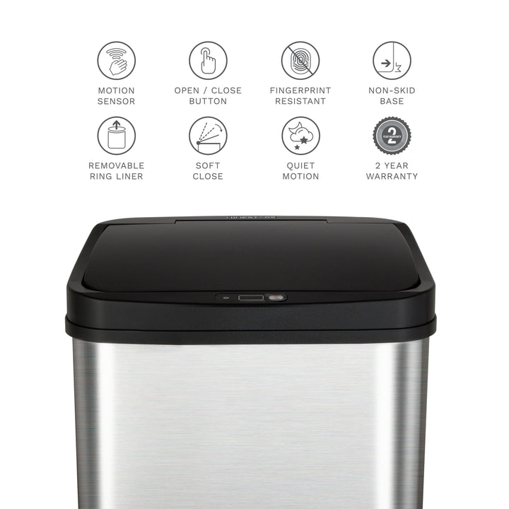 13.2 Gallon | Rectangular Motion Sensor Trash Can | DZT-50-28