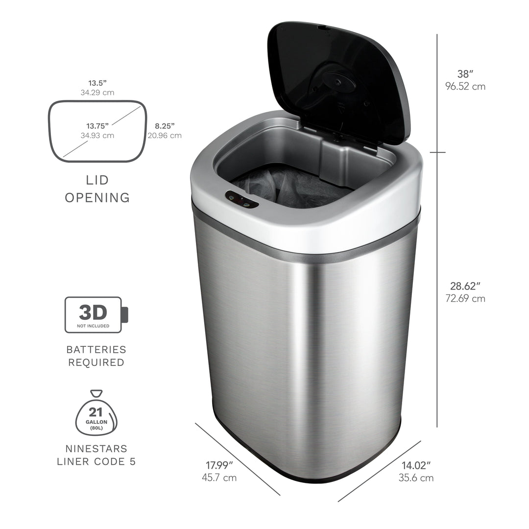 Rectangular Motion Sensor Trash Can 21.1 Gallon | DZT-80-4