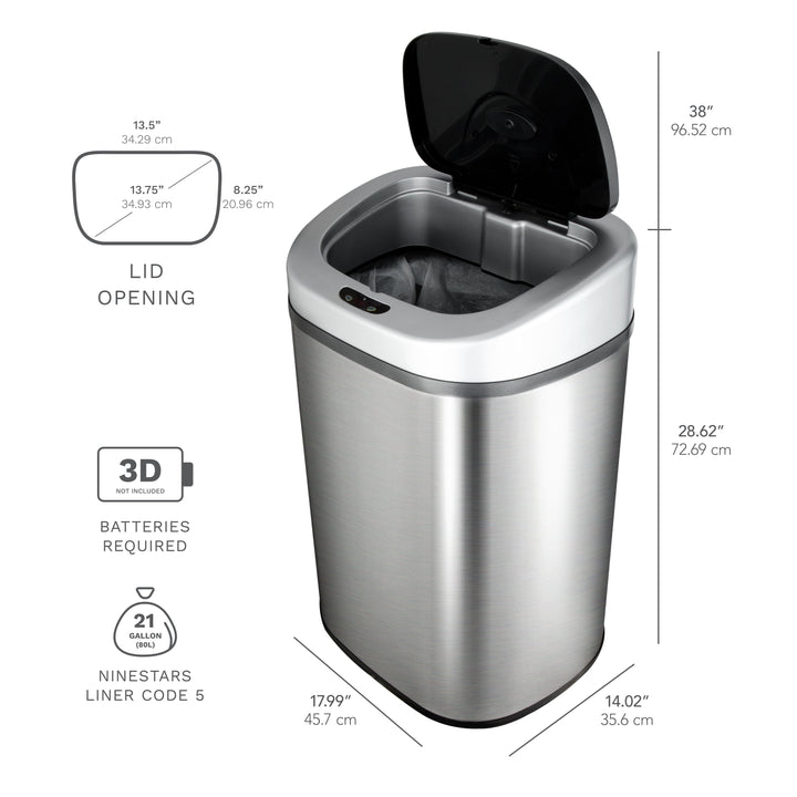 Rectangular Motion Sensor Trash Can 21.1 Gallon | DZT-80-4