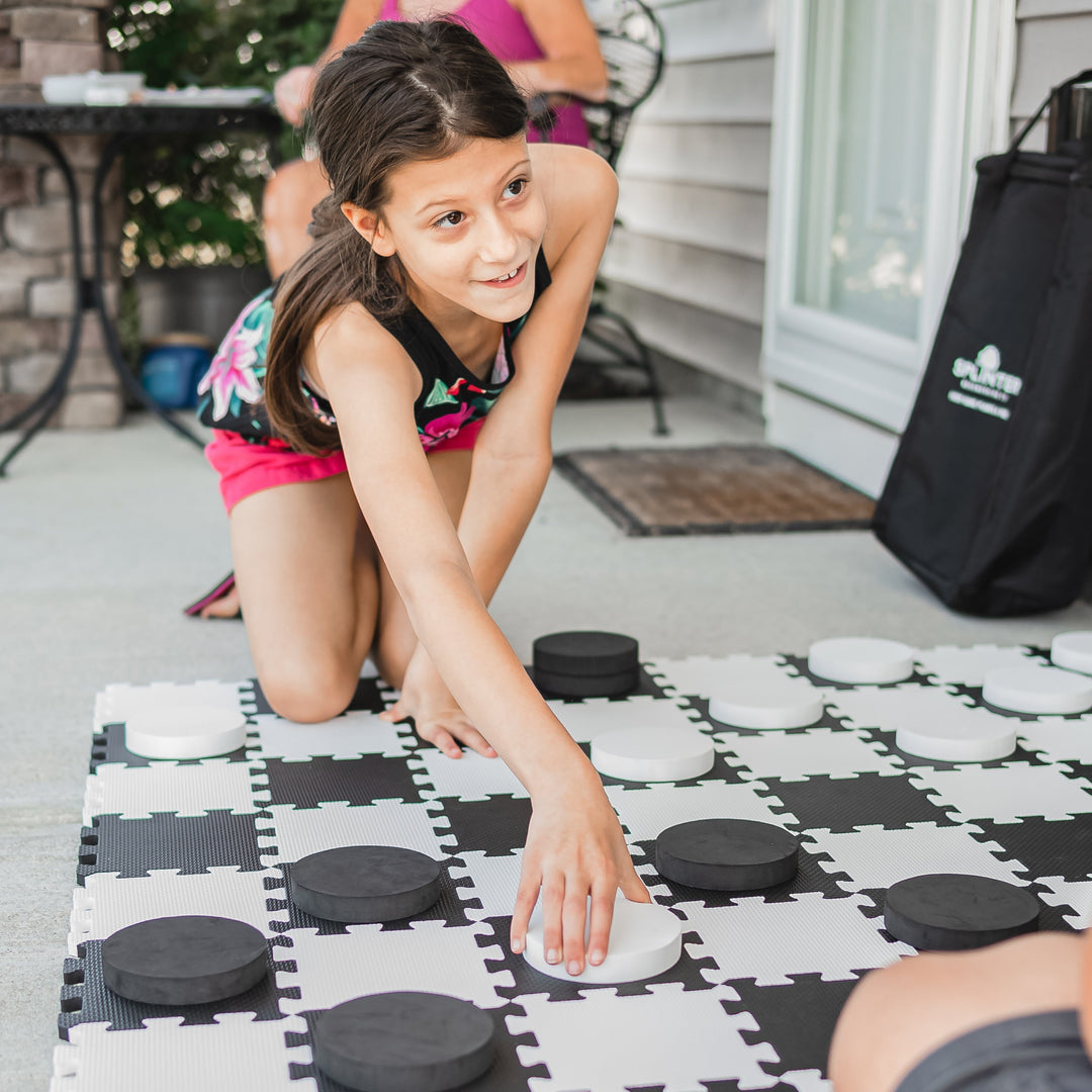 2-in-1 Premium Giant Checkers & Tic Tac Toe Game