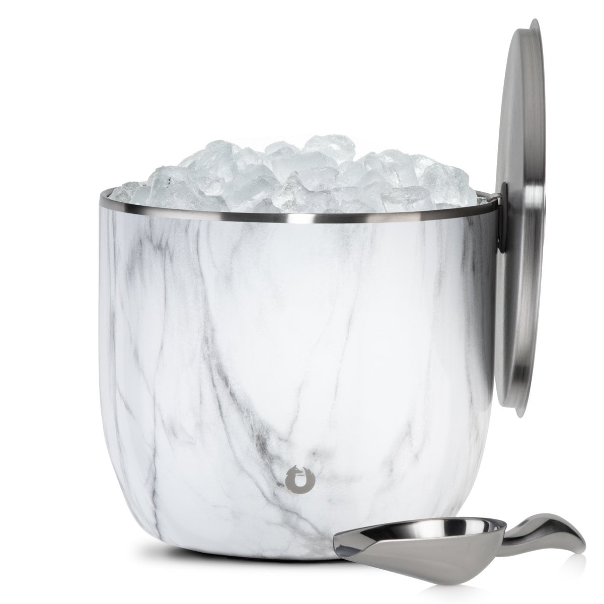 Extra Large Ice Bucket with Lid and Ice Scoop, Marble – Brookstone