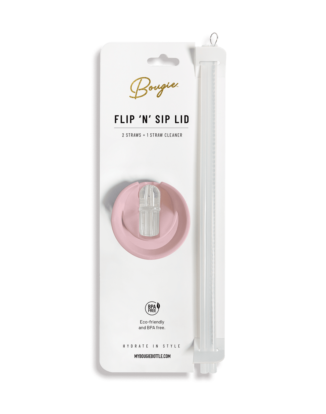 Flip ‘N’ Sip Lid Light Pink | 2 Straws + 1 Cleaner