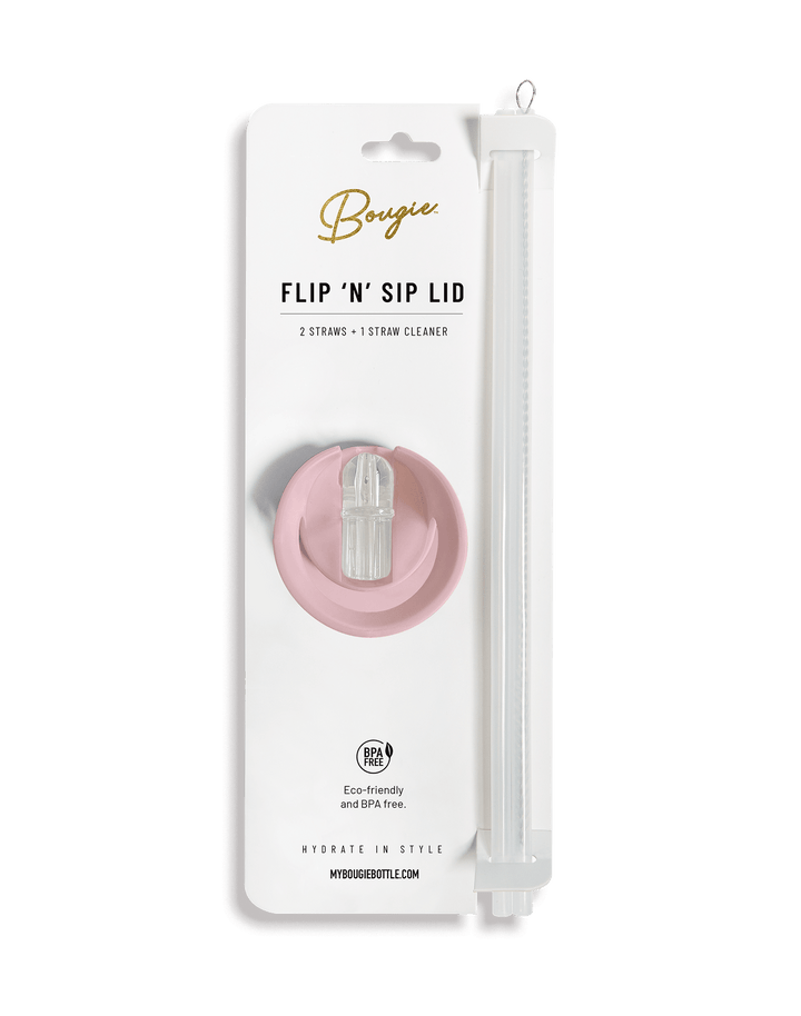 Flip ‘N’ Sip Lid Light Pink | 2 Straws + 1 Cleaner
