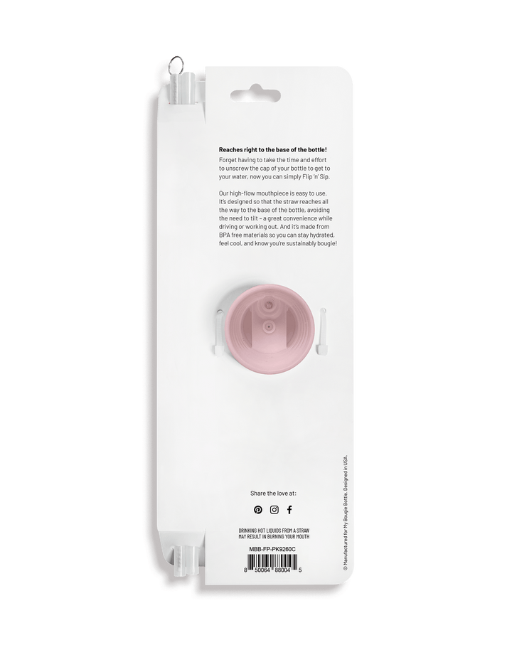 Flip ‘N’ Sip Lid Light Pink | 2 Straws + 1 Cleaner