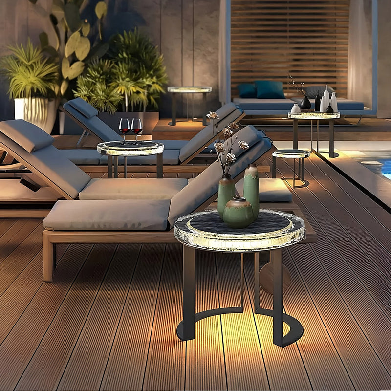 Outdoor Solar-Powered LED Garden Table