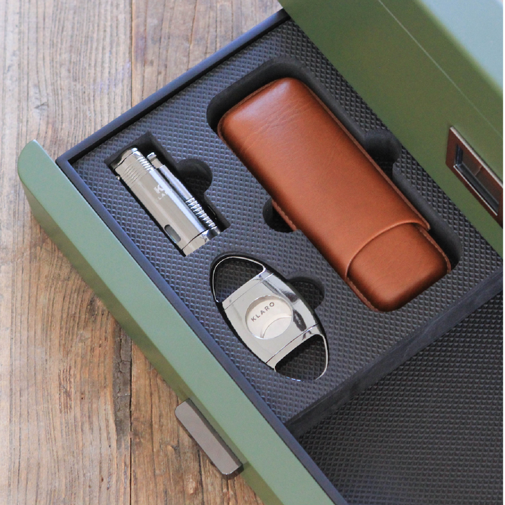 Cigar Accessory Kit Polished Gunmetal Finish Cutter & Torch Lighter by Case Elegance