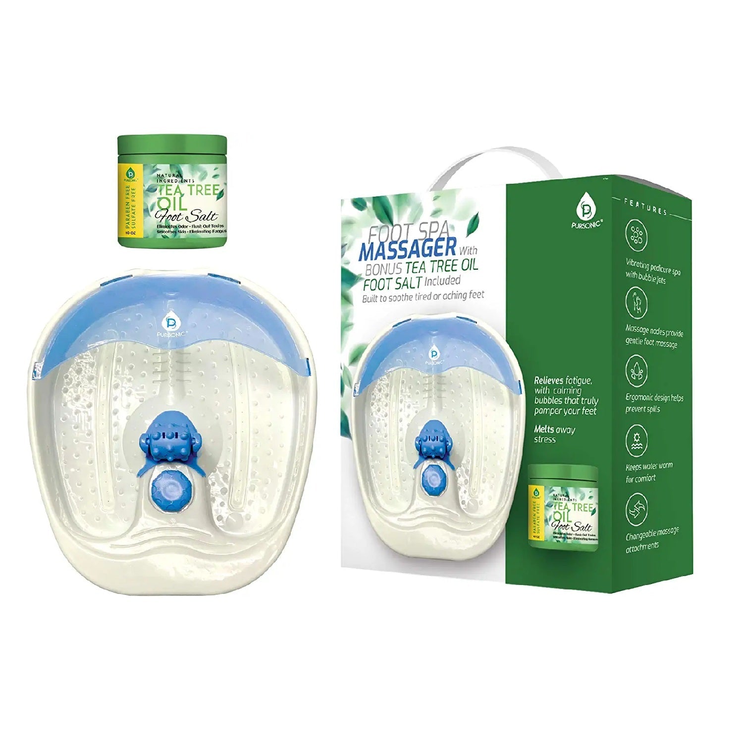 Foot Spa Massager with Tea Tree Oil Foot Salt Scrub – Brookstone