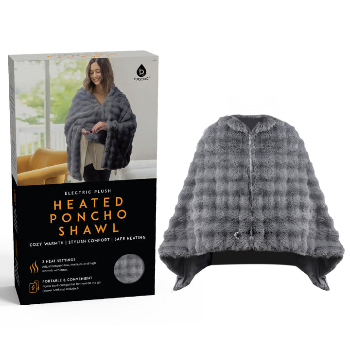 Electric Plush Heated Poncho Shawl