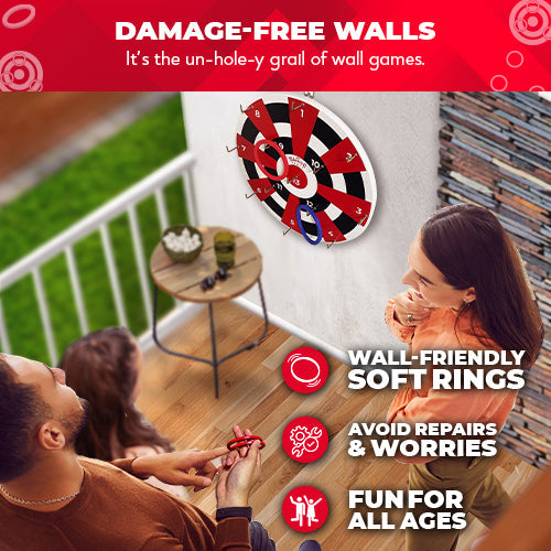 Hook Darts Ring Toss Game ‒ Wood Board and Soft Rings