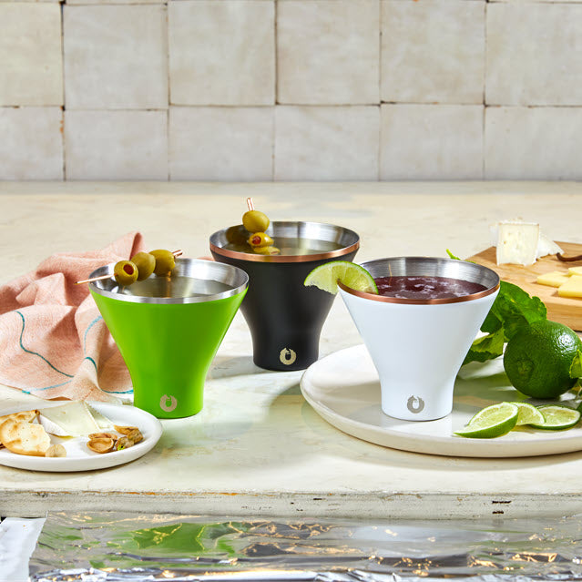 Stainless Steel Martini Glass, Set of 2 - Black by Snowfox