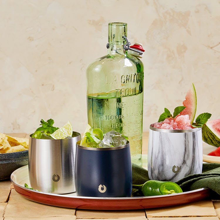 Stainless Steel Rocks Glass, Set of 2 - White by Snowfox