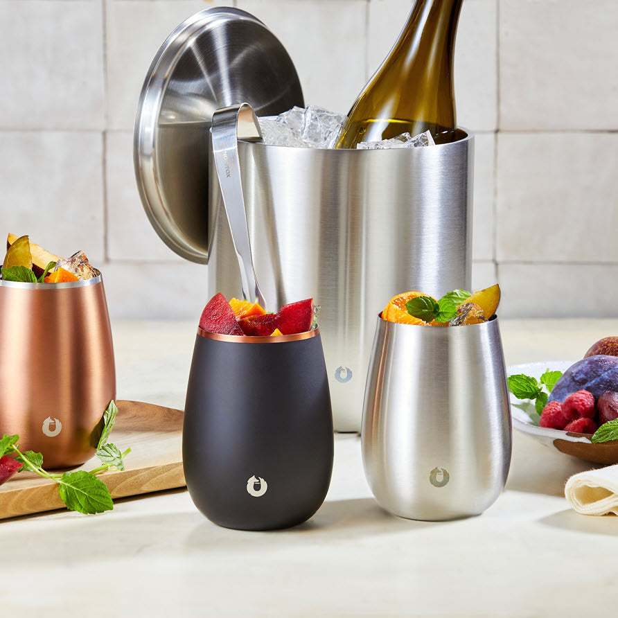 Stainless Steel Grand Pinot Wine Glass, Set of 2 - Steel by Snowfox