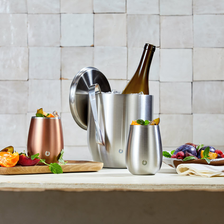 Stainless Steel Grand Pinot Wine Glass, Set of 2 - Steel by Snowfox