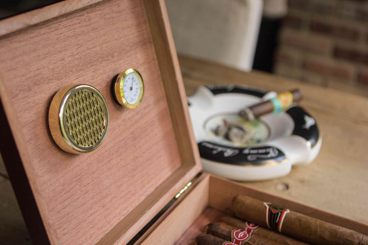 Desktop Analog Cherry Humidor by Case Elegance