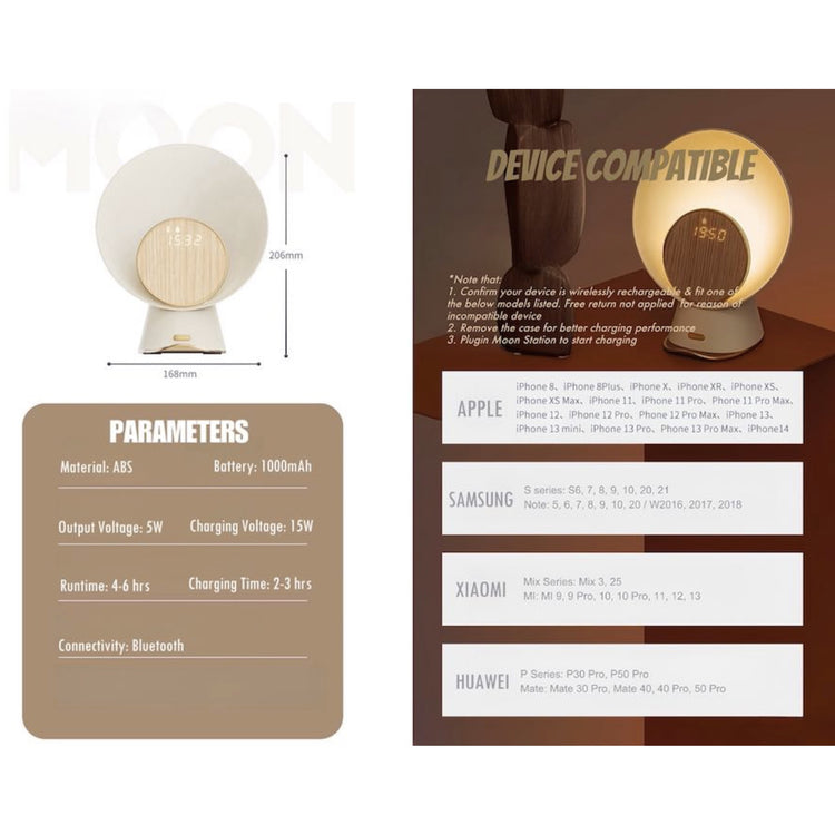 Moon Station: Bedside Lamp, Wireless Charger, Stereo Speaker All In One by INSPECIAL HOME