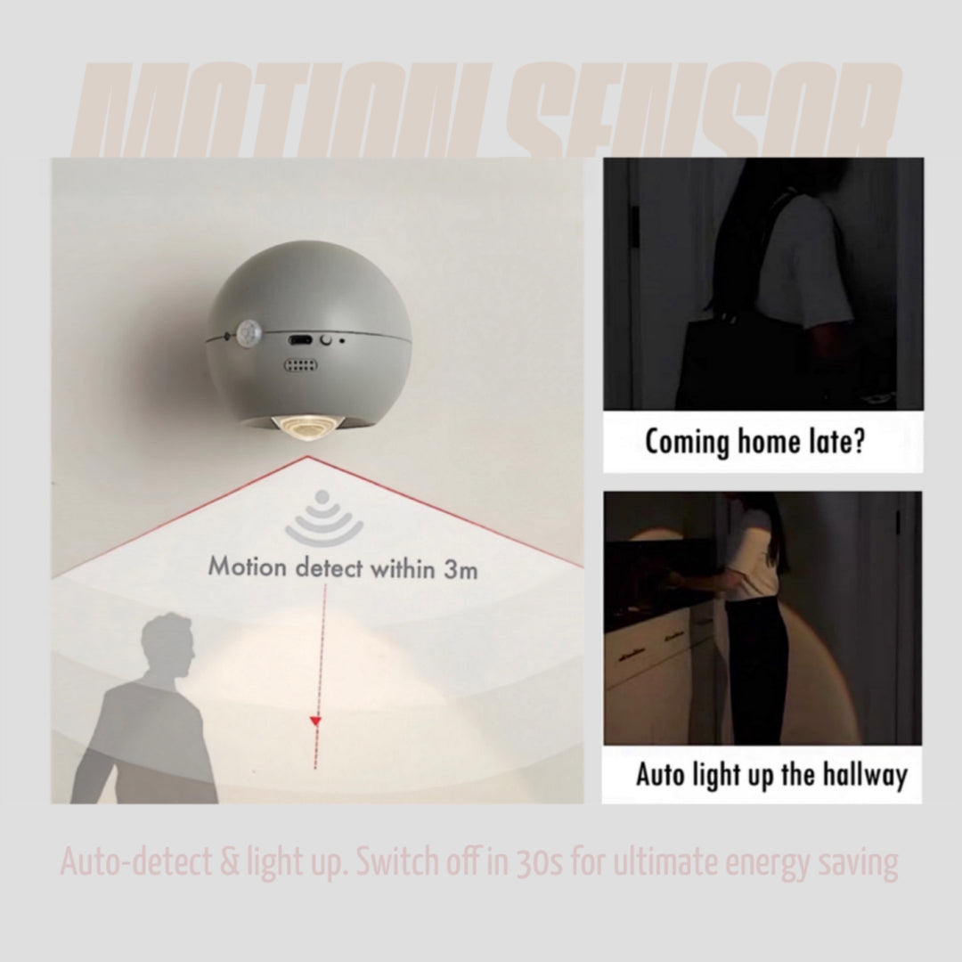 Space Age Motion Sensor Night Light: Punch-free Wall Accent Lighting, Dimmable Nursery Light, Portable Flash Light All-in-One by INSPECIAL HOME