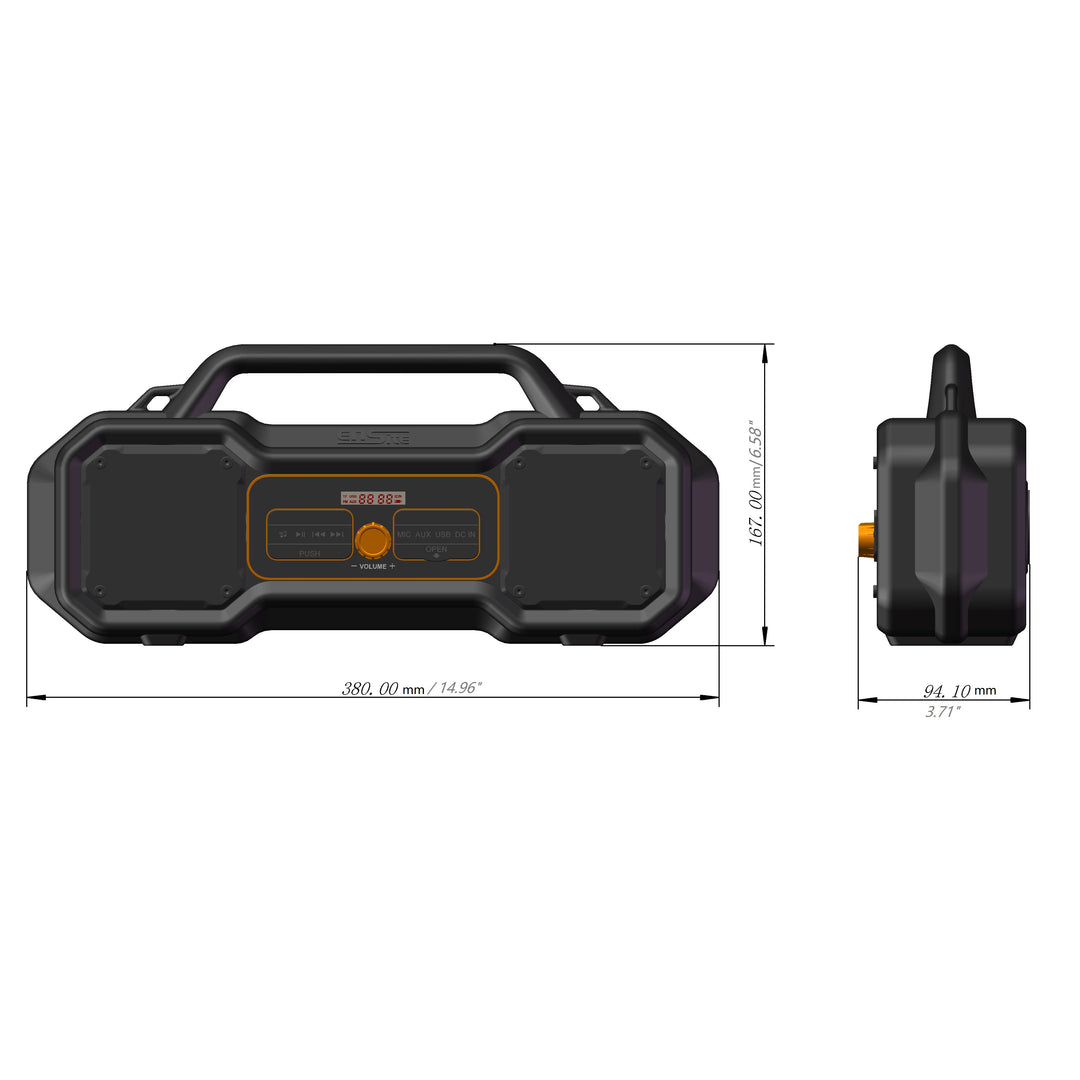 Waterproof Jobsite Bluetooth Portable Boombox Radio
