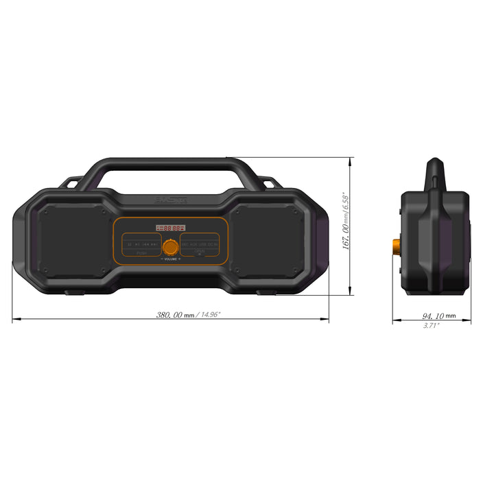 Waterproof Jobsite Bluetooth Portable Boombox Radio