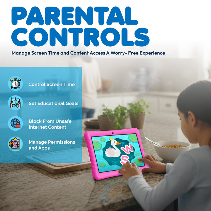 Contixo K102 10" Kids Tablet, Featuring Epic & Lingo Kids, 15 Educational Apps