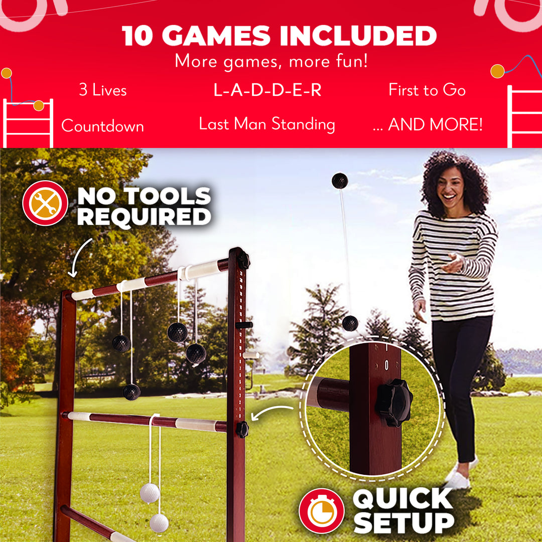 Wooden Ladder Ball Game Set